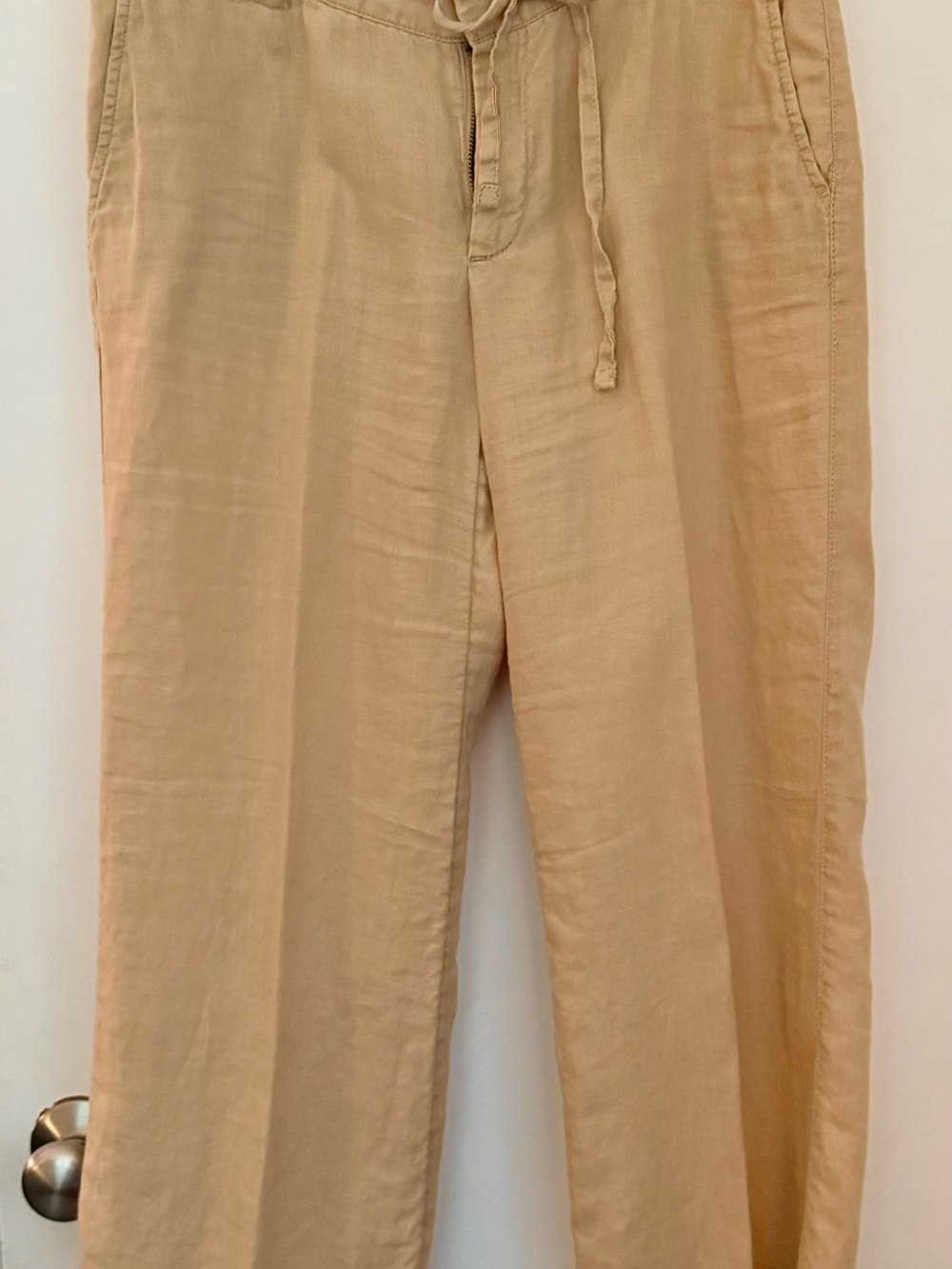 Banana Republic Light Tan Wide-Leg Drawstring Pants